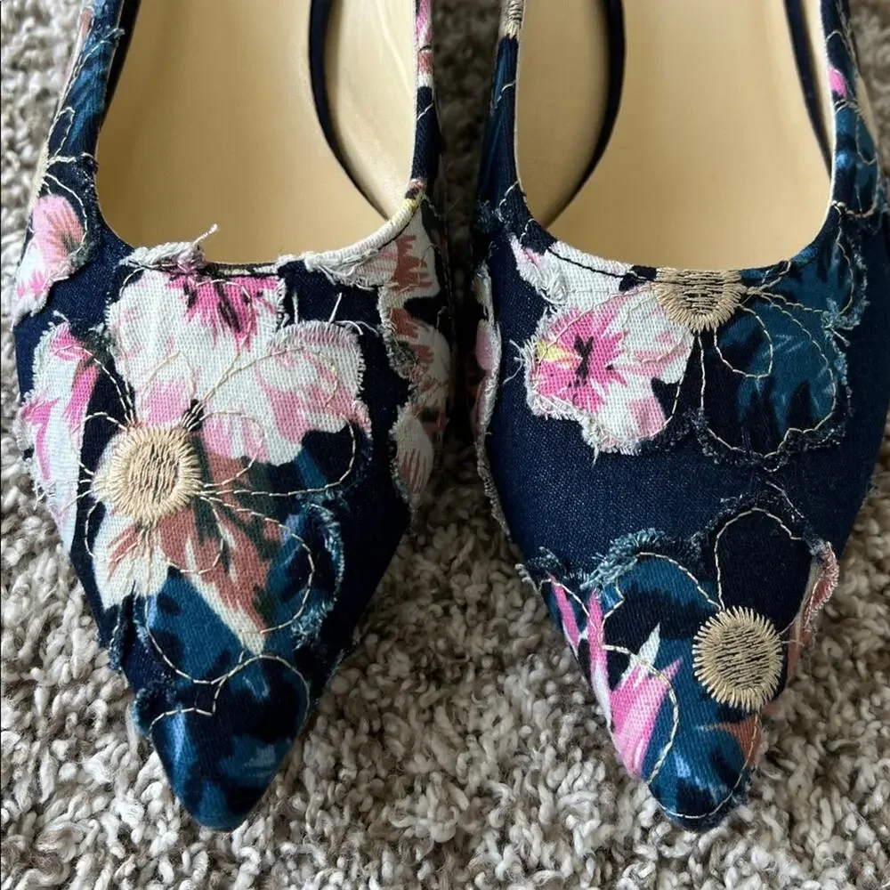 NIB Butter Italy Women's Berta Embroidered Floral Pump Heels